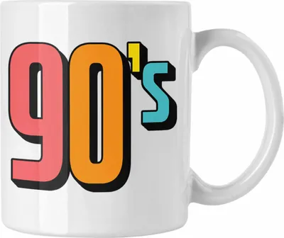 Produktbild von Trendation - 90er Jahre Tasse "90's" - Retro Geschenk für Nostalgiker (Weiß)