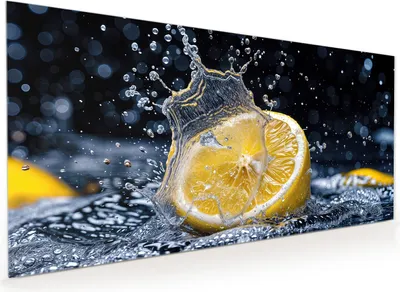 Produktbild von Küchenrückwand Spritzschutz Glas mit Motiv Zitronenspritzer 40 x 40 cm
