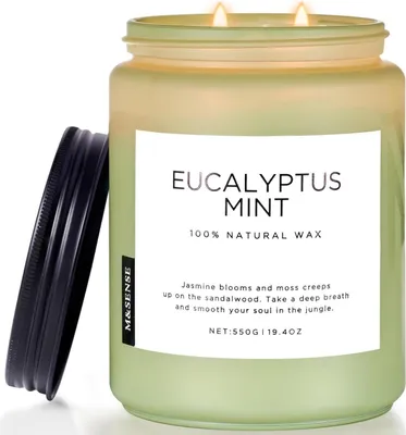 Obrázek produktu pro M&SENSE vonná svíčka eukalyptus máta 550g 90h doba hoření 2-wick aromaterapie spa jóga