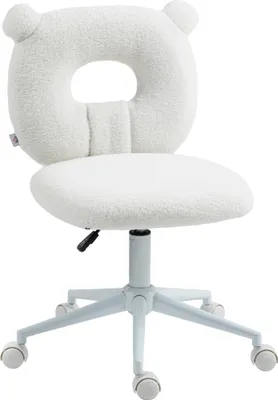 Produktbild von Bürostuhl Schreibtischstuhl, höhenverstellbar, Teddyfell, 50 cm x 56 cm x 90 cm, Weiß
