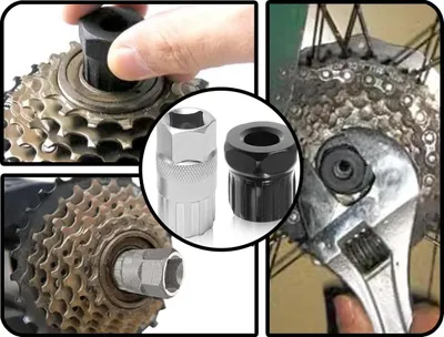 Immagine prodotto di Set di 2 estrattori per cassette e ingranaggi per biciclette - Estrattore per cassette e ingranaggi - Utensile di riparazione - Compatibile con mountain bike - Utensile accessorio (nero)