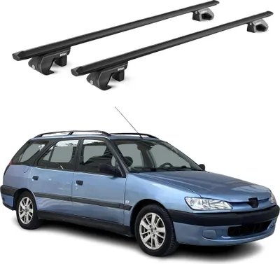 Image de Barres de toit transversales pour Peugeot 306 Break 1994-2002 Alu Noir 2x ABE