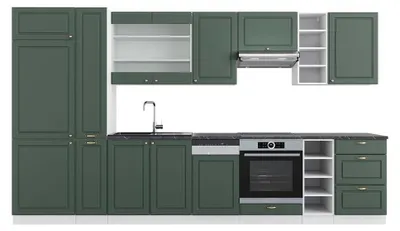 Produktbild von Küchenzeile Vicco Fame-Line Grün-Gold Landhaus/Weiß 355 cm , AP Anthrazit, Model 49296