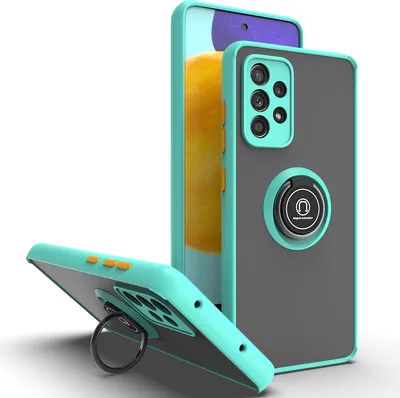 Produktbild von Samsung A52 Hülle, Ring Halter Ständer Matte Transluzent TPU Rahmen Stoßfest Schutzhülle für Samsung Galaxy A52 5G / 4G Hellblau
