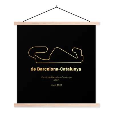 Produktbild von MuchoWow® Textilposter Formel 1 - Rennstrecke - Barcelona 120x120 cm mit holzfarbenen Rahmen - Textil-Poster