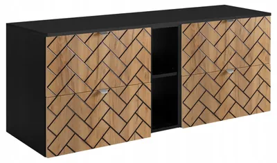 Zdjęcie produktu dla Szafka Łazienkowa Wisząca Pod Umywalkę Regał Blat 140X46 Cm Rensan Dąb