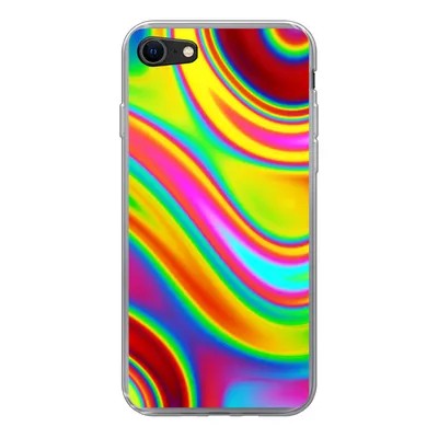 Produktbild von MuchoWow® Handyhülle Schutzhülle Hülle für iPhone 7 Kunst - Wellen - Farben - Psychedelisch Silikon Softcase Handy Hülle - Kartenhalter