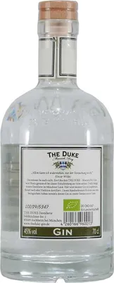 A clear, well-lit studio shot of a bottle of gin against a white background.