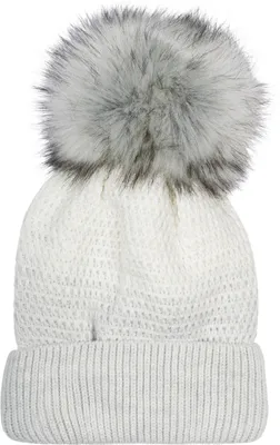 Produktbild von styleBREAKER Damen Strick Bommelmütze mit Farbverlauf und Fleece Futter, Winter Fellbommel Mütze, Strickmütze 04024205