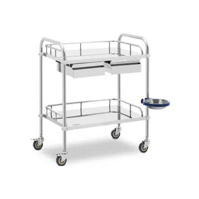Produktbild von Kosmetiklabor-Behandlungswagen aus Stahl 2 Etagen 2 Schubladen 65 x 60 x 86 cm 20 kg