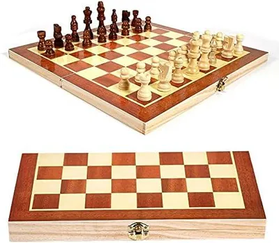 Imagen del producto de Ajedrez de 34 x 34 cm, madera, internacional. Tablero de ajedrez plegable + piezas de ajedrez. Juego de viaje portátil. Juegos de ajedrez. (Color: 01)