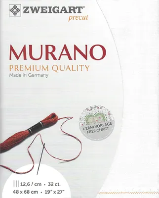Zdjęcie produktu dla Tkanina o splocie parzystym MURANO Zweigart Precut 32 ct. 3984 kolor 101 mlecznobiały, materiał do haftu 48x68 cm