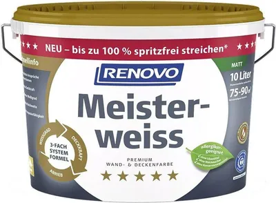 Produktbild von Renovo Premium Wand- und Deckenfarbe Meisterweiss matt 10 Ltr.