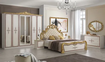 Produktbild von Barock Schlafzimmer Gloria in Beige/Gold 6-Teilig