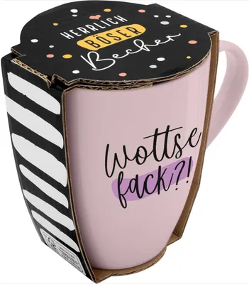 Produktbild von Tasse mit Motivdruck 'Wottsefack?!', mit Banderole