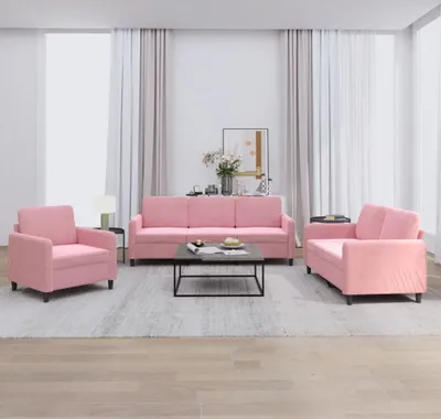 Obrázok produktu pre Maison Exclusive – 3-dielna sedacia súprava z ružového zamatu