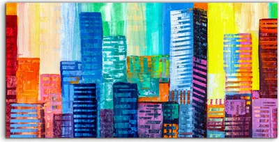 Produktbild von Coloray Spritzschutz aus Glas 120x60  Wandkunst Küchenrückwand Landschafts Architektur Stadt bunte