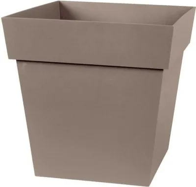 Image de Pot de fleurs Carré EDA Toscane, 32 cm, 22 L, 32 x 32 x H.32 cm, Taupe