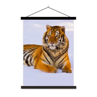 Produktbild von MuchoWow® Textilposter Tiger - Schnee - Winter - Tiere 40x53 cm mit schwarzem Rahmen - Abbildung