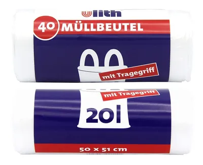 Produktbild von Praktische Müllbeutel 20l transparent mit Tragegriffen – 5 Rollen für einfache Abfallentsorgung, 200 Stück