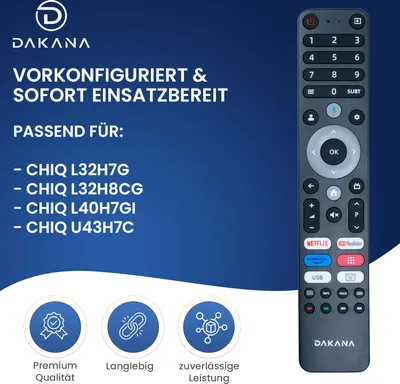 Produktbild von Dakana Fernbedienung für ChiQ Fernseher L32H8CG L32H7G L40H7G U43H7C