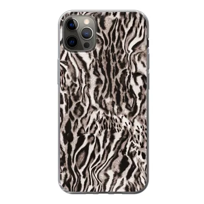 Produktbild von MuchoWow® Handyhülle Schutzhülle Hülle für iPhone 13 Pro Max Pantherdruck - Formen - Schwarz - Braun Silikon Softcase Handy Hülle - Mobiltelefon