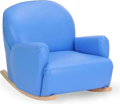 Produktbild von Kinder Schaukelsessel blau, abwischbar, Objektkunstleder, Buchenholz, 58x72x62 cm