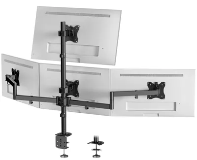 Obrázek produktu pro Držák monitorů pro 4 monitory, rozměr 17-27 palců, nosnost 10 kg na rameno, standard VESA 75/100, černý