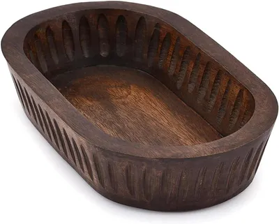Produktbild von Dekorative Schale aus Holz – Mangoholzschale – Rechteckige Obstschale – Tischdekoration – 25 cm