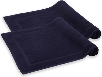 Produktbild von Komfortec Badvorleger Set 2 Teilig, Frottee Duschvorleger, Waschbar Duschmatte & Badteppich, 800 g/m² &100% Baumwolle, Saugfähig & Schnelltrocknend, 50 x 80 cm, Navy Blau
