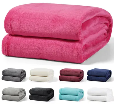 Produktbild von Kuscheldecke 230x270 cm Rosa Wohndecke Flauschige Winter Decke Sofadecke Fleecedecke