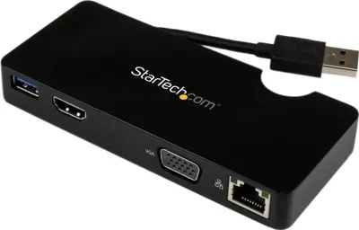 Produktbild von StarTech.com USB 3.0 Universal Laptop Mini Dockingstation mit HDMI oder VGA, Gigabit Ethernet, USB 3.0 - Dockingstation - USB - HDMI - 1GbE - für P/N: ARMPIVOT, ARMPIVOTE, ARMPIVSTND, ARMSLIM, ARMUNONB