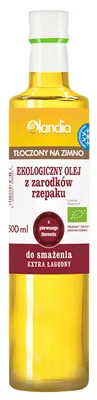 Zdjęcie produktu dla OLEJ Z ZARODKÓW RZEPAKU DO SMAŻENIA TŁOCZONY NA ZIMNO500 ml - OLANDIA