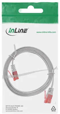 Produktbild von InLine Patchkabel flach, U/UTP, Cat.6, grau, 0,5m, 0,5 m, Cat6, U/UTP (UTP), Grau