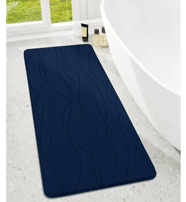 Productafbeelding van Badmat van traagschuim, antislip, zacht, absorberend, 60x150 cm, donkerblauw