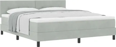 Produktbild von Boxspringbett mit Matratze Hellgrau 180 x 200 cm Samt