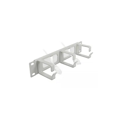 Obrázek produktu pro DeLOCK 10″ Kartáč pro správu kabelů se čtyřmi háčky, 1U, šedá, Panel pro správu kabelů, Kov, Šedá