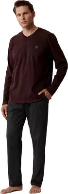 Immagine prodotto di Pigiama da uomo Atlantic, in cotone 100%, nero/rosso, con taglio classico, taglia XXL