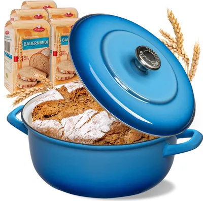 Produktbild von BIELMEIER Gusseisen Brottopf Keramik 28 cm blau CLEAN Diamantglasur