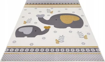Zdjęcie produktu dla Kremowy dywan dziecięcy ze słoniem 80x150 cm