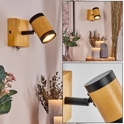 Produktbild von Trento verstellbare Wandlampe aus Holz/Metall in Natur/Schwarz