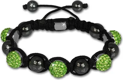 Image de Bracelet Shamballa original Sterlinx avec 5 boules scintillantes vert clair SHS51L