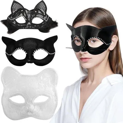 Immagine prodotto di Set da 3 semimaschere da gatto per cosplay da donna