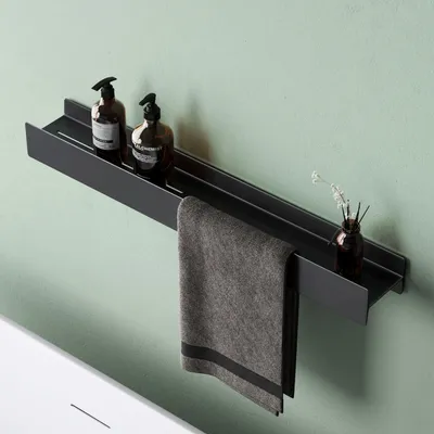 Produktbild von Mai & Mai Duschablage zum Bohren oder Kleben Duschregal Badablage 80cm Badezimmerablage zur Wandmontage Badezimmer Organizer Matt schwarz Reglo-03