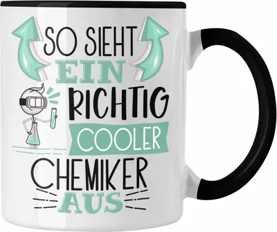 Produktbild von Trendation - Chemiker Tasse Geschenk So Sieht Ein RIchtig Cooler Chemiker Aus Geschenkidee Lustiger Spruch Geburtstag Becher Kaffeetasse Chemie Student Chemielehrer (Schwarz)
