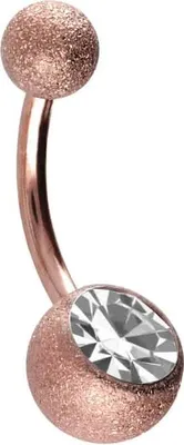 Produktbild von Bauchnabelpiercing Chirurgenstahl Bananabell DIAMANTOPTIK + KRISTALL RoséGold Stablänge: 10mm