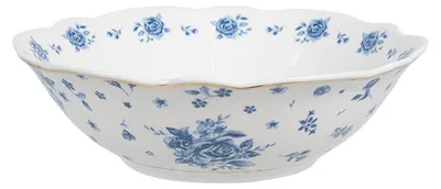 Image de Clayre & Eef Bol 350 ml Blanc Bleu Porcelaine Roses