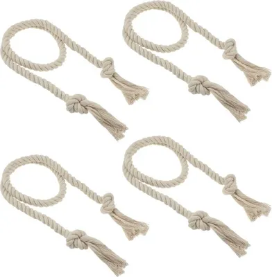 Produktbild von Vorhanggurte 4 Stück Handgemachte Vorhang Raffhalter Vorhang Clips Baumwolle Seil Hand Stricken Vorhang Seil für Haus Office Dekoration Fenster Behandlung - Beige