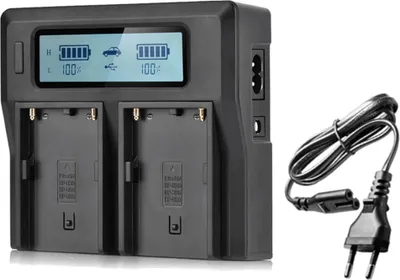 Produktbild von Trade-Shop Dual LCD Ladegerät mit Netzkabel kompatibel mit Sony BP-U30, BP-U35, BP-U60, BP-U65, BP-U70, BP-U90, BP-U95 / inkl. USB KFZ Anschluss