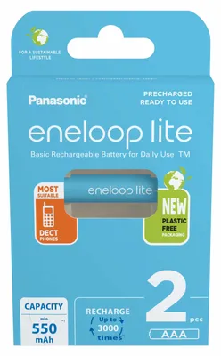 Image de 1x2 Panasonic Eneloop lite Micro 550mAh AAA Ni-MH BK-4LCCE/2BE
